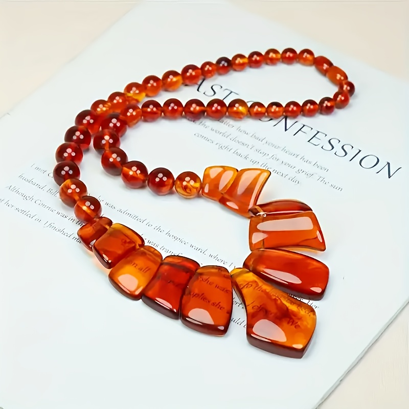 Bloodshot Amber Necklace, Unisex Handmade Gift